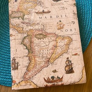 Wonderful leather journal made in Italy. With a map design